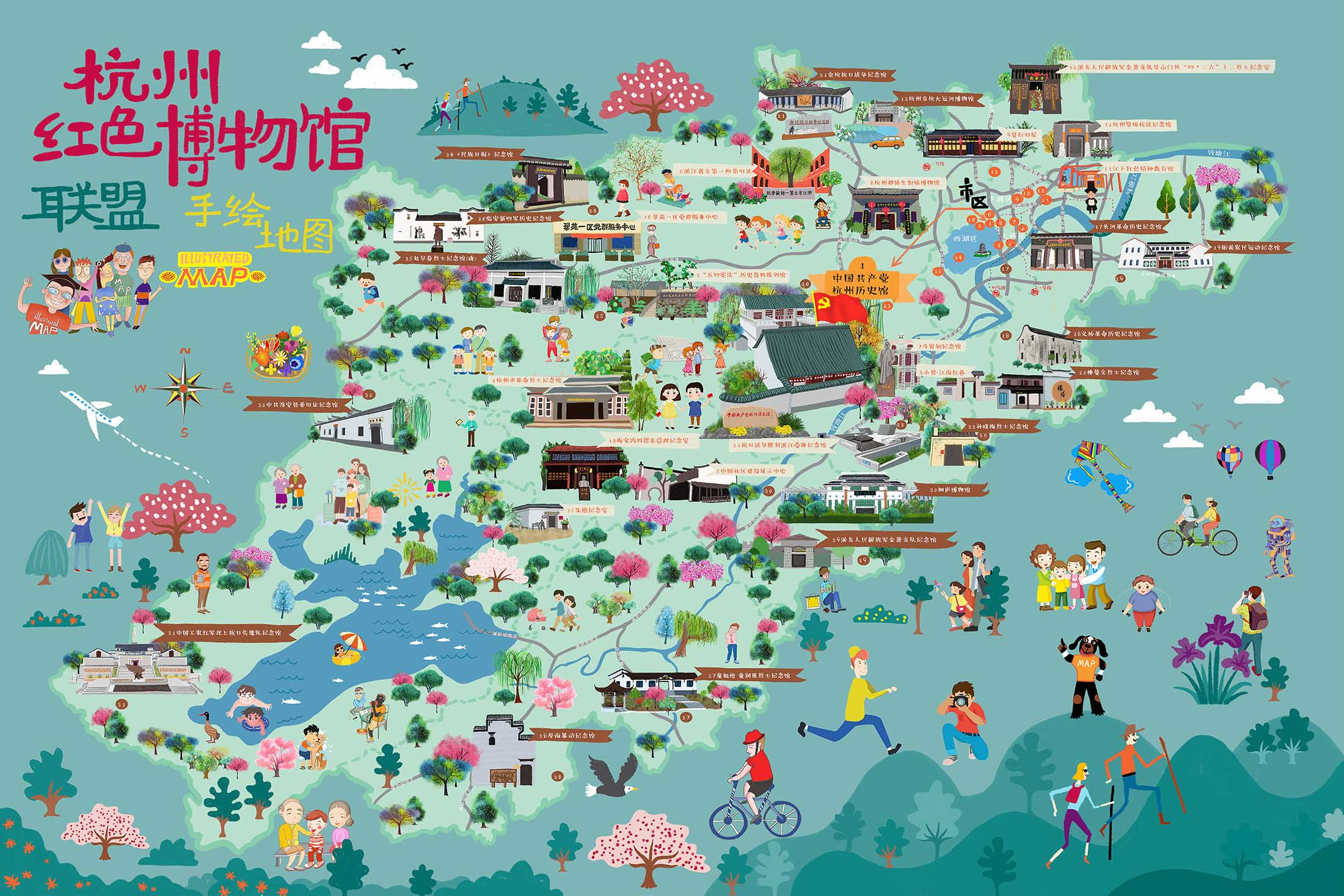 洪梅镇手绘地图与科技的完美结合 