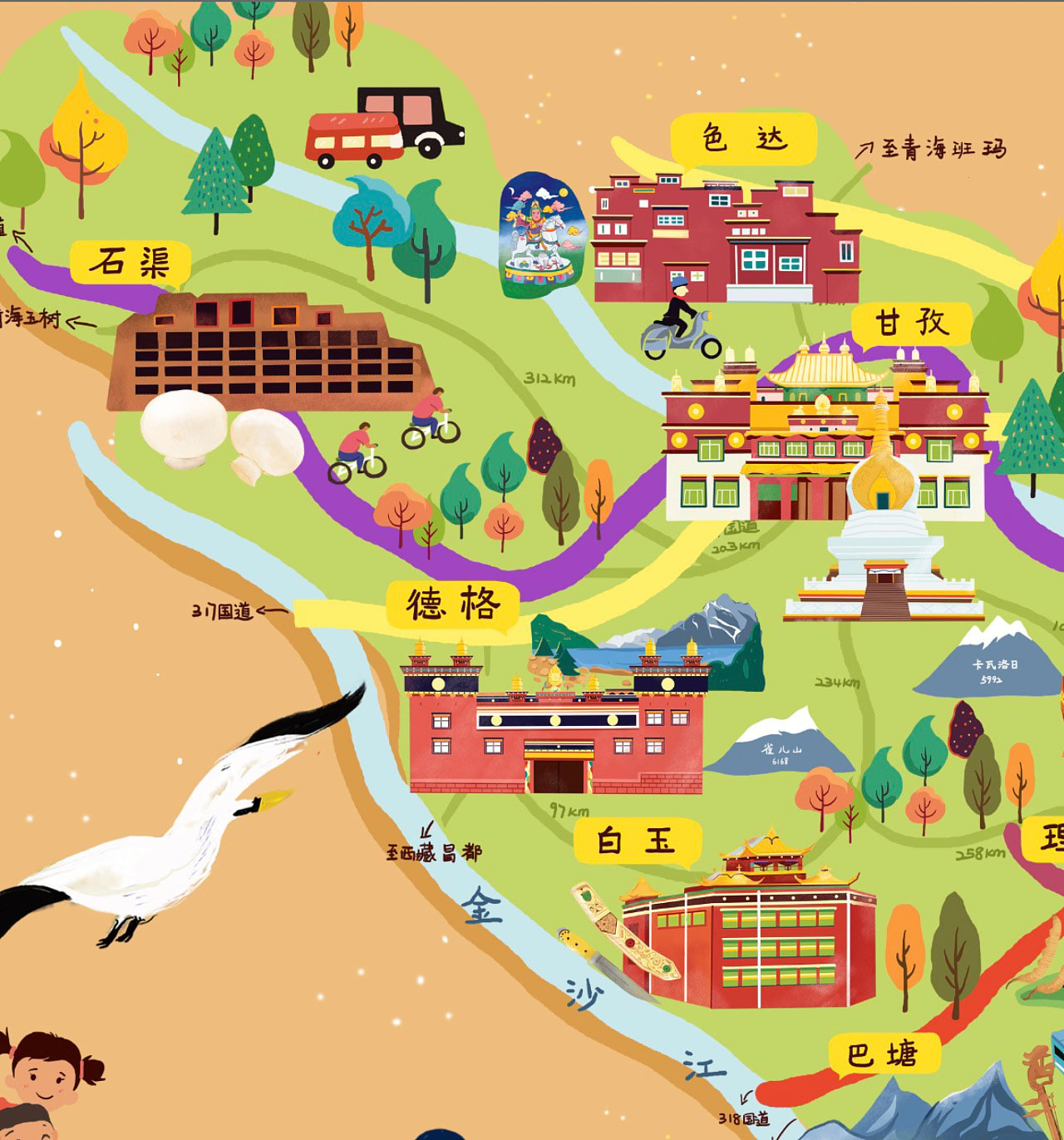 洪梅镇手绘地图景区的文化宝库